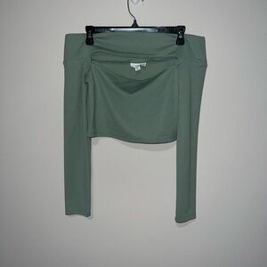 Sage Green long sleeve with cut out in front off the shoulder TopShop US 8